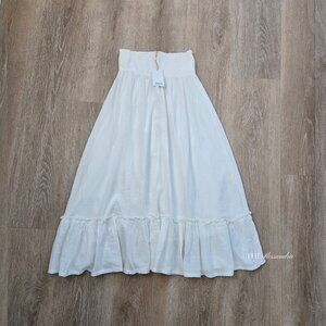 Quince Organic Cotton Gauze Smocked Maxi Skirt White Size XS New With Tags